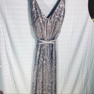 Mori Lee Bridesmaids dress w/ sequins and ribbon.